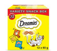 DREAMIES Variety Snack Box Bocconcini per gatti al gusto di pollo, formaggio e salmone 720 g