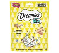 DREAMIES Mix 200g alimento complementare al gusto di tacchino e salmone natalizio per gatti adulti e gattini oltre 8 settimane.