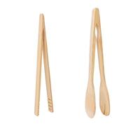 Dreamil Set di 2 pinze per toast in bambù, con pinza da 20 cm e pinza a forma di V da 18 cm, in bambù, antiscivolo e resistente al calore, per toast, insalata, zuppa, forno, tè e grigliate