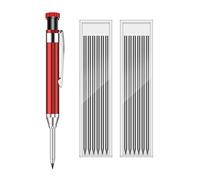 Dreamil Set di pennarelli profondi, 1 pennarello profondo con 12 mine per matite, matite meccaniche da carpentiere, per costruttori, architetti e falegnami (rosso