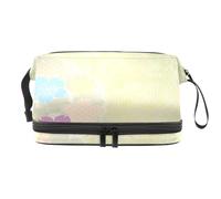 Dreaming Color Patttern - Trousse a doppio strato per cosmetici per donne e ragazze, borsa da viaggio per trucchi, pratica borsa organizer con scomparto per pennelli, Multi, 27x15x14 cm/10.6x5.9x5.5