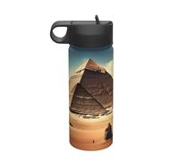 Dreaming of the Pyramids of Khufu Borraccia termica da viaggio per il tempo libero, bottiglia d'acqua con cannuccia in acciaio inox (510 ml), adatta per campeggio, fitness, escursioni all'aria aperta,
