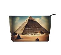 Dreaming of The Pyramids of Khufu Borsa per il trucco in velluto a coste con chiusura a cerniera, organizer multifunzione, 22 x 7 x 17 cm, per viaggi, campeggio, vacanze, fitness, Nero , Taglia unica