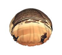 Dreaming Of The Pyramids Of Khufu Cuffia da doccia impermeabile a doppio strato da donna, riutilizzabile con fascia elastica, mantiene i capelli asciutti per la doccia e la cura della pelle