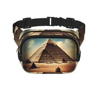 Dreaming of the Pyramids of Khufu Marsupio quadrato a doppio strato con cinghia regolabile per attività all'aperto, nero, taglia unica, Nero , Taglia unica