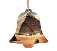Dreaming of the Pyramids of Khufu Ornamenti in legno a forma di campana, 4 pezzi, ciondoli decorativi da appendere, design vintage per le vacanze