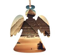 Dreaming of the Pyramids of Khufu Ornamento in legno a forma di angelo, 1 pezzo, ciondolo decorativo da appendere, design vintage per le vacanze