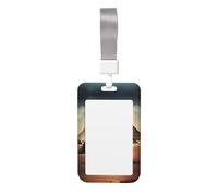 Dreaming of The Pyramids of Khufu - Porta badge trasparente in policarbonato/con cordino verticale, per ufficio e scuola
