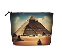 Dreaming of The Pyramids of Khufu - Trousse per il trucco in finto lino, impermeabile, con chiusura a cerniera, per le tue esigenze quotidiane o di viaggio, Nero , Taglia unica
