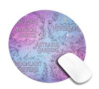 Dreaming - Piccolo tappetino per mouse, motivo fantasioso con notti magiche estive, viola, rotondo, in gomma, liscio, portatile, idea regalo per casa, ufficio, scrivania, laptop, gamer, regalo
