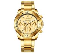 DREAMING Q&P Fq-005 Orologio da polso da uomo in acciaio inossidabile oro stile classico con cristalli per uomo, Oro, Affari