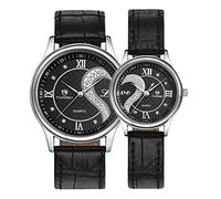 DREAMING Q&P Orologio da polso ultrasottile per lui e per lei, Pelle nera