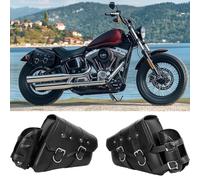DREAMIZER 1 Paio Borse Laterali per Moto Portabicchieri Sinistro e Destro in Pelle PU Compatibile con Harley Sportster XL883 Softail Dyna V-star Shadow