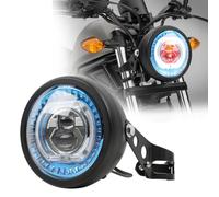 DREAMIZER Faro Anteriore per Moto da 5,75 pollici a LED con staffe, Faro Universale Impermeabile per Harley Yamaha Honda Kawasaki Cafe Racer Bobber Chopper