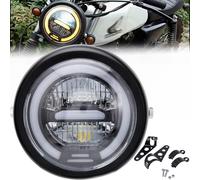 DREAMIZER Faro Anteriore Rotondo a LED da 6,5" per Moto, DRL Abbaglianti Anabbaglianti Luce Ambrée, Compatibile con Harley Honda Suzuki Yamaha Kawasaki Triumph Cafe Racer