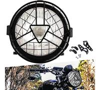 DREAMIZER Faro Led Moto 6.8" Universale Faro Moto con Griglia Nera Retrò Fari Led Moto Compatibile per Motociclette Bike Cruiser Metric Cafe Racer Applicazione personalizzata