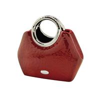 Dreamlight Moderna vaso decorativo vaso di fiori scultura 'Milano' nella forma di una borsa in ceramica rossa/argento 25x21