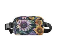 Dreamlike - Marsupio a tracolla con fiori e girasoli tutto intorno, senza cuciture, per uomo e donna, multiuso, con cinghia regolabile, per viaggi, palestra, lavoro, Fiori da sogno e girasoli tutto