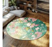 Dreamlike Spring Floor Carpet lavabile Cherry Blossom Peach Blossoms Tappeti rotondi per soggiorno appartamento sotto il tavolo pelo basso antiscivolo 160x160cm