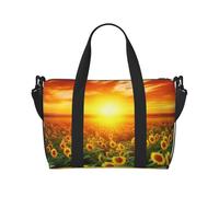 Dreamlike Sunset of A Sunflower Field Crossbody Borsa da viaggio - Borsa da viaggio impermeabile, grande capacità, Tramonto da sogno di un campo di girasoli, Taglia unica