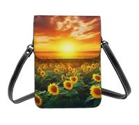 Dreamlike Tramonto Di Un Campo Di Girasole Piccole Borse A Tracolla Per Le Donne Del Telefono Cellulare Della Borsa Del Raccoglitore In Pelle PU Con Tracolla
