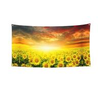 Dreamlike Tramonto di un campo di girasoli stampa festiva decorazioni per feste con metallo, per interni ed esterni, da appendere, con occhielli, 1 confezione