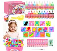 Dreamon Aqua Gelz Set 3D 53PCS, Magic Jelly Set Rosa con 22 Gel Colorati e 16 Formine, Giocattolo Creativo DIY per Bambine 3+ Anni, Regalo Perfetto Educativo