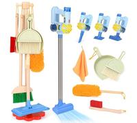 Dreamon Aspirapolvere per Bambini con Aspirazione e Funzione Audio, Set di 11 Accessori per Pulizia, Giocattolo in Legno per Bambini dai 3 Anni in Su