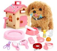 Dreamon Cagnolino Che Abbaia e Cammina Cane Giocattolo Che Cammina e Abbaia Con Cuccia Accessori per la cura degli animali domestici Regalo Bambina 3 4 5 Anni