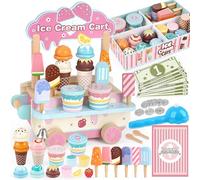 Dreamon Gelateria Giocattolo per Bambini 2 3 anni, Giocattoli in Legno Carretto Gelati Giocattolo, Giochi Bambini Montessori, Regalo Bambina 2 3 4 anni (carretto dei gelati)