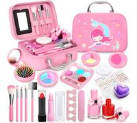 Dreamon Trucchi Bambina Set, 20 Pezzi Lavabile Set Di Valigetta Trucchi Bambina Mermaids Set, Gioco Trucco Ragazze 3+ Regalo Natale Compleanno