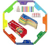 Dreamplay Gifts Colorful Jokers and Marbles Board Game Pegs and Jokers Card Game for 2-8 Players 8 Solid Wood Game Boards 8 Colors 40 Marbles 4 Decks of Cards Cards Full Size Game Set (8 color)