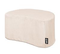 DreamRoots Pouf Poggiapiedi in Velluto a Coste 54x36x35 cm - Poggiapiedi Divano Multifunzione, Puffo per sedersi, Soggiorno, Camera da Letto, Mezzaluna, Crema