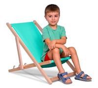 DreamRoots Sdraio Bambini Legno Sedia Mare, Lazur, S | Sedia a sdraio pieghevole in legno di faggio, sediolina mare bambini, giardino, spiaggia, lavabile, fino a 130 kg