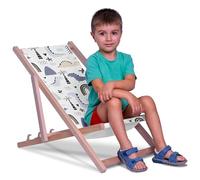DreamRoots Sdraio Bambini Legno Sedia Mare, Modello 12, Taglia S | Sedia a sdraio pieghevole in legno di faggio, sediolina mare bambini, giardino, spiaggia, lavabile, fino a 130 kg