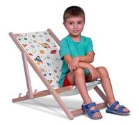 DreamRoots Sdraio Bambini Legno Sedia Mare, Modello 17, Taglia S | Sedia a sdraio pieghevole in legno di faggio, sediolina mare bambini, giardino, spiaggia, lavabile, fino a 130 kg