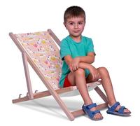 DreamRoots Sdraio Bambini Legno Sedia Mare, Modello 24, Taglia S | Sedia a sdraio pieghevole in legno di faggio, sediolina mare bambini, giardino, spiaggia, lavabile, fino a 130 kg