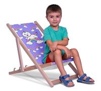 DreamRoots Sdraio Bambini Legno Sedia Mare, Modello 4, Taglia S | Sedia a sdraio pieghevole in legno di faggio, sediolina mare bambini, giardino, spiaggia, lavabile, fino a 130 kg