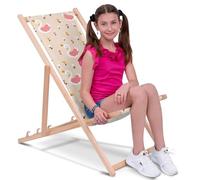 DreamRoots Sdraio Pieghevole Bambini 130kg - Sedia Pieghevole - Sdraio Legno Di Faggio - Sediolina Mare Bambini 100% poliestere 220 g/m2