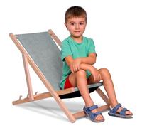 DreamRoots Sedia Mare Bambini Pieghevole in Legno - Sdraio Bambini fino a 130 kg - Tessuto Poliestere Effetto Lino Resistente ai Raggi UV - Compatta, Lavabile, Ideale per Esterni