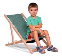 DreamRoots Sedia Mare Bambini Pieghevole in Legno - Sdraio Bambini fino a 130 kg - Tessuto Poliestere Effetto Lino Resistente ai Raggi UV - Compatta, Lavabile, Ideale per Esterni