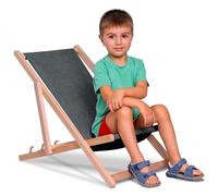 DreamRoots Sedia Mare Bambini Pieghevole in Legno - Sdraio Bambini fino a 130 kg - Tessuto Poliestere Effetto Jeans Resistente ai Raggi UV - Compatta, Lavabile, Ideale per Esterni