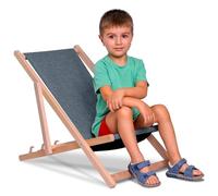 DreamRoots Sedia Mare Bambini Pieghevole in Legno - Sdraio Bambini fino a 130 kg - Tessuto Poliestere Effetto Lino Resistente ai Raggi UV - Compatta, Lavabile, Ideale per Esterni