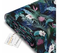 DreamRoots Tessuto Impermeabile al metro 160 cm Larghezza, 220 g/m² 600D, Stoffa per Cuscini Esterni - Blue Dark Garden 1M