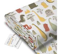 DreamRoots Tessuto Impermeabile al metro 160 cm Larghezza, 220 g/m² 600D, Stoffa per Cuscini Esterni - Cartoon Style Dinosaur 2M