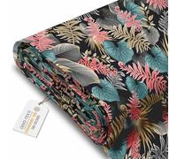 DreamRoots Tessuto Impermeabile al metro 160 cm Larghezza, 220 g/m² 600D, Stoffa per Cuscini Esterni - Dark Tropical Leaves metro lineare