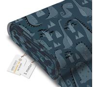 DreamRoots Tessuto Impermeabile al metro 160 cm Larghezza, 220 g/m² 600D, Stoffa per Cuscini Esterni - Dark Cartoon Style Dinosaur 1M