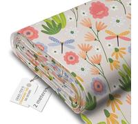 DreamRoots Tessuto Impermeabile al metro 160 cm Larghezza, 220 g/m² 600D, Stoffa per Cuscini Esterni - Garden Happiness 2M