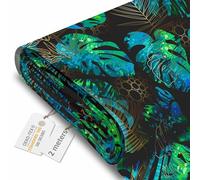 DreamRoots Tessuto Impermeabile al metro 160 cm Larghezza, 220 g/m² 600D, Stoffa per Cuscini Esterni - Sea Green Monstera 2M