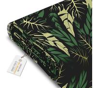 DreamRoots Tessuto Impermeabile al metro 160 cm Larghezza, 220 g/m² 600D, Stoffa per Cuscini Esterni - Tropical Dark Green Leaves metro lineare